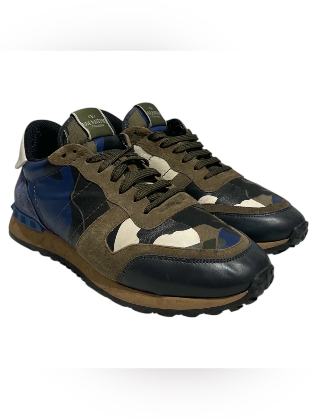 Valentino Garavani Olive, Navy & Black Camouflage Low-Top Sneakers